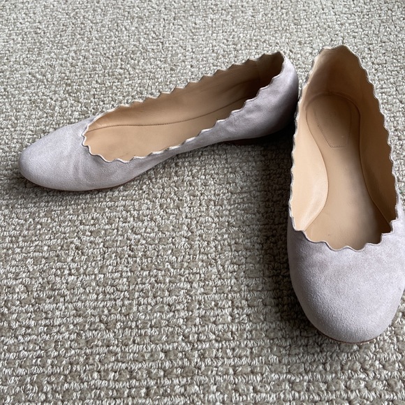 Chloe Lauren ballet flats shoes in pale gray suede - Picture 2 of 6